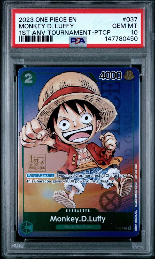 2023 One Piece Promos Monkey D. Luffy #037 1st Anv Tournament-Ptcp PSA 10