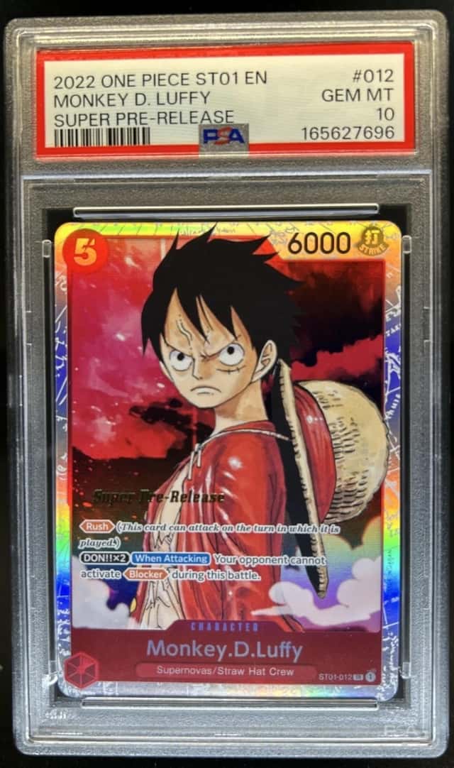 2022 One Piece -Straw Hat Crew- Monkey.D.Luffy Rare Pre-Release #ST01-012 PSA 10