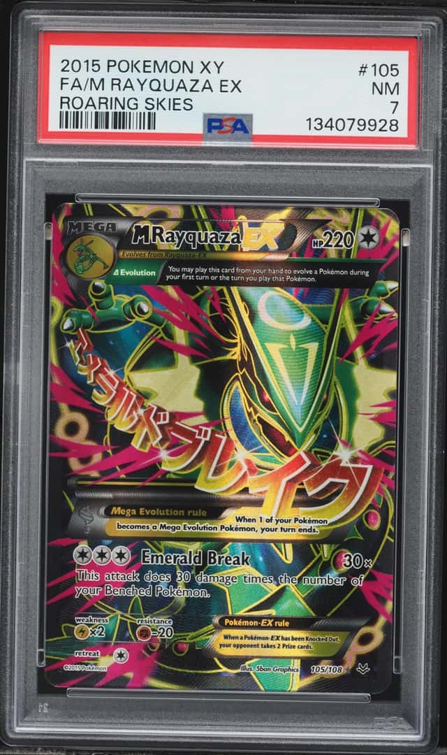 2015 Pokemon XY Roaring Skies Alt Art M Rayquaza EX #105 PSA 7 NRMT