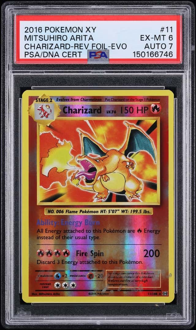 2016 Pokemon XY Evolutions Reverse Holo Charizard Mitsuhiro Arita AUTO DNA 7 #11 PSA 6 EXMT