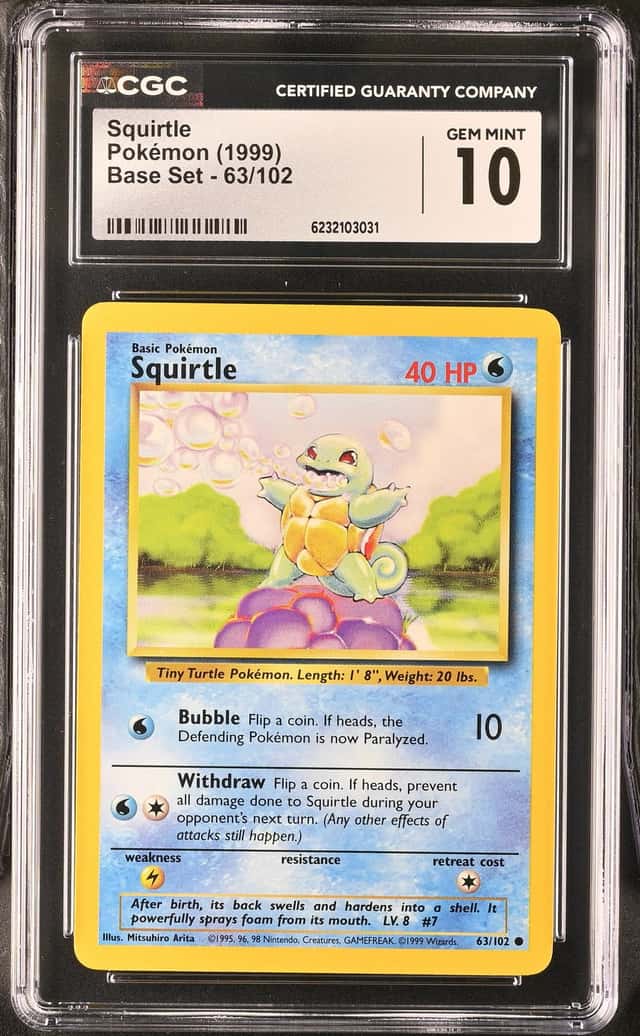 1999 Pokemon Base Set Squirtle #63 CGC 10 GEM MINT