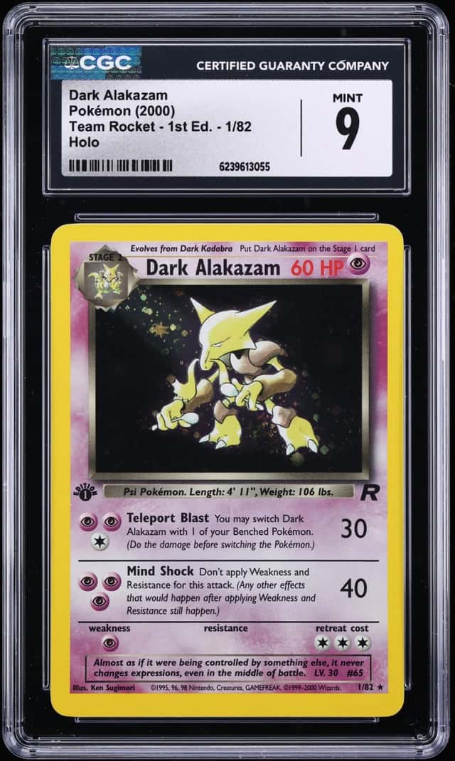 2000 Pokemon Team Rocket 1st Edition Holo Dark Alakazam #1 CGC 9 MINT