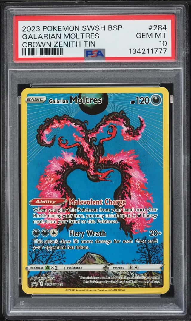 2023 Pokemon SWSH Promo Crown Zenith Full Art Galarian Moltres #SWSH284 PSA 10 GEM MINT