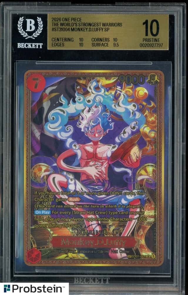 2026 One Piece EN OP17 Monkey D Luffy Gold SP Special ALt Art #ST31-004 BGS 10