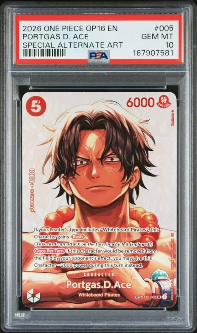 One Piece Portgas D Ace Special Alternate Art OP16-005 PSA 10 Gem Mint