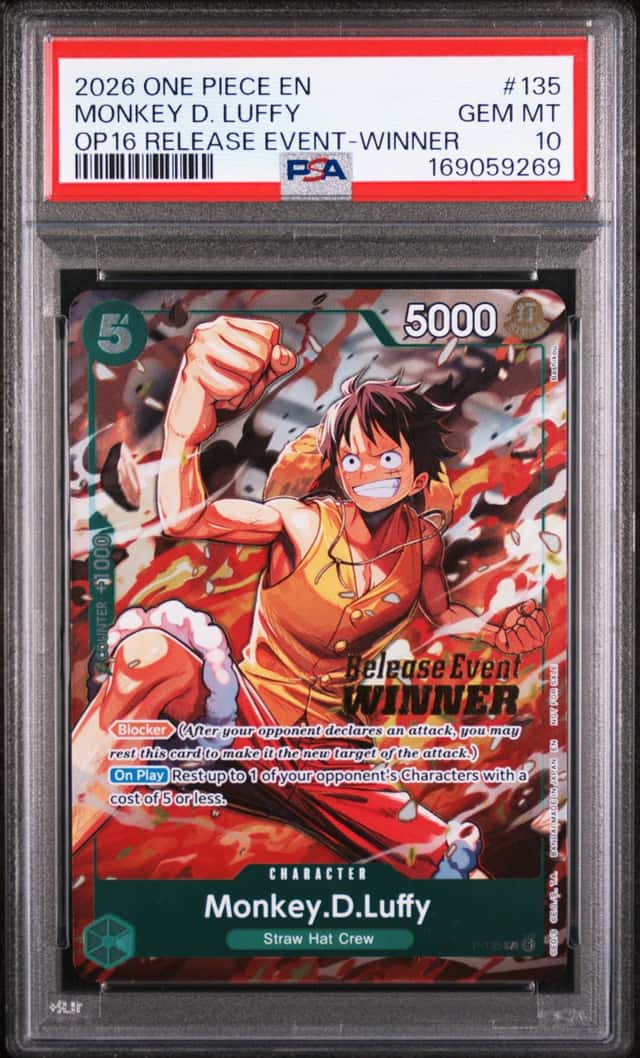 2026 ONE PIECE TIME OF BATTLE RELEASE EVENT PROMO #135 MONKEY D. LUFFY PSA 10