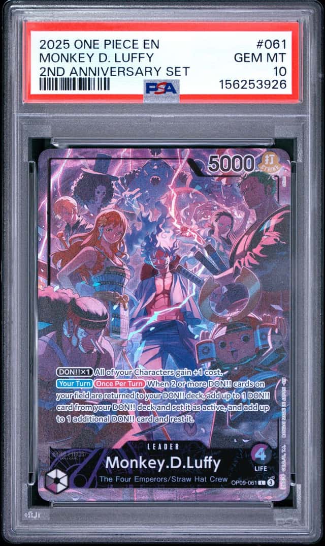 2025 One Piece EN 2nd Anniversary Set #061 Monkey D. Luffy PSA 10 GEM MINT