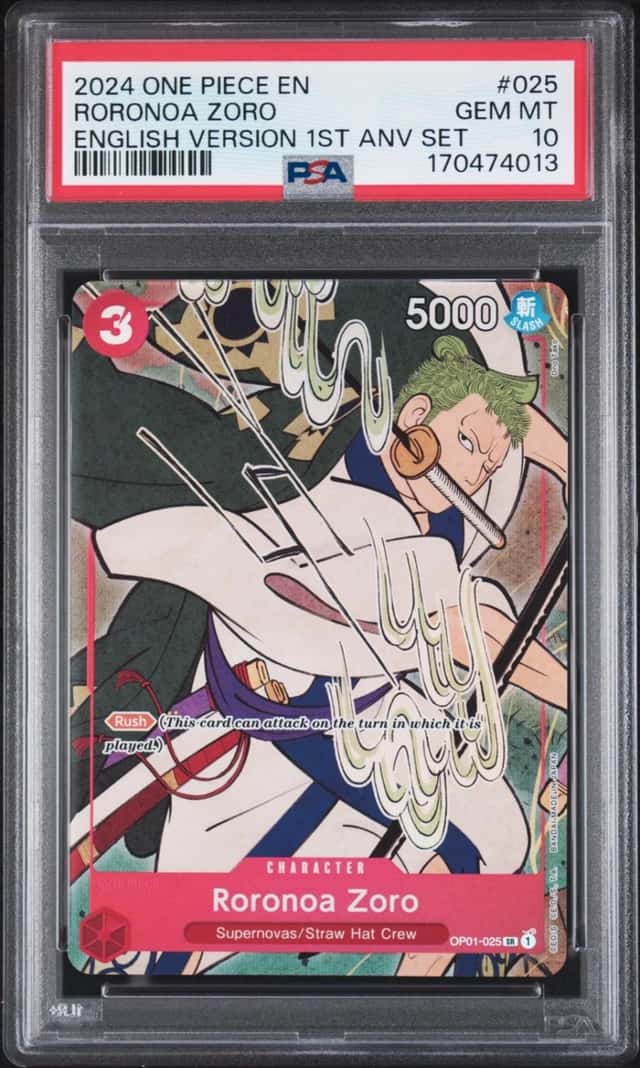 One Piece Roronoa Zoro English Version 1st Anniversary Set 025 PSA 10 Gem Mint
