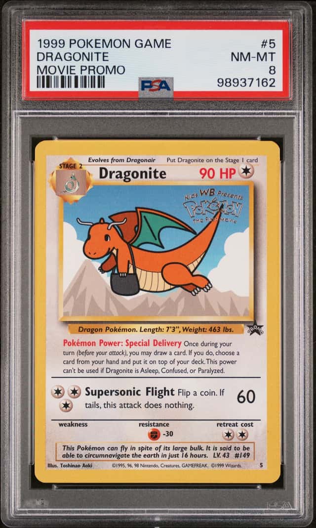 1999 Pokemon Game Movie Promo #5 Dragonite - PSA NM-MT 8