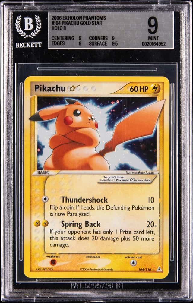2006 Pokemon EX Holon Phantoms Gold Star Holo #104 Pikachu - BGS MINT 9