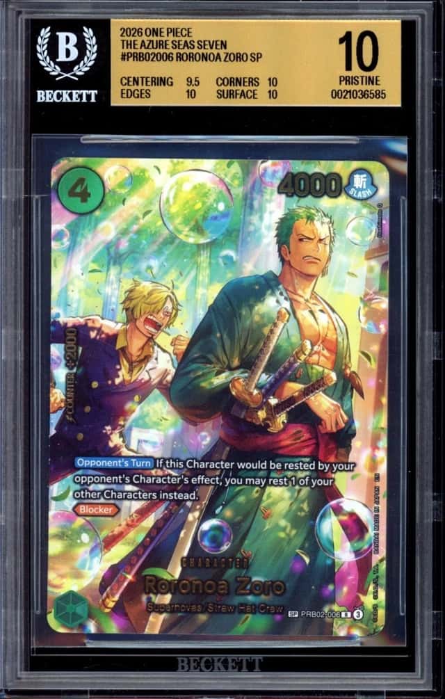 Roronoa Zoro SP PRB02-006 2026 One Piece The Azure Sea's Seven BGS 10 PRISTINE