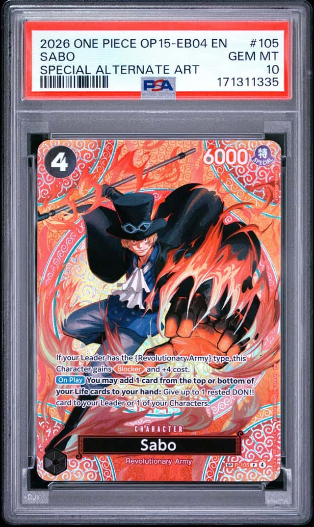 2026 One Piece OP15-EB04 En Special Alternate Art #105 Sabo PSA 10 GEM MINT