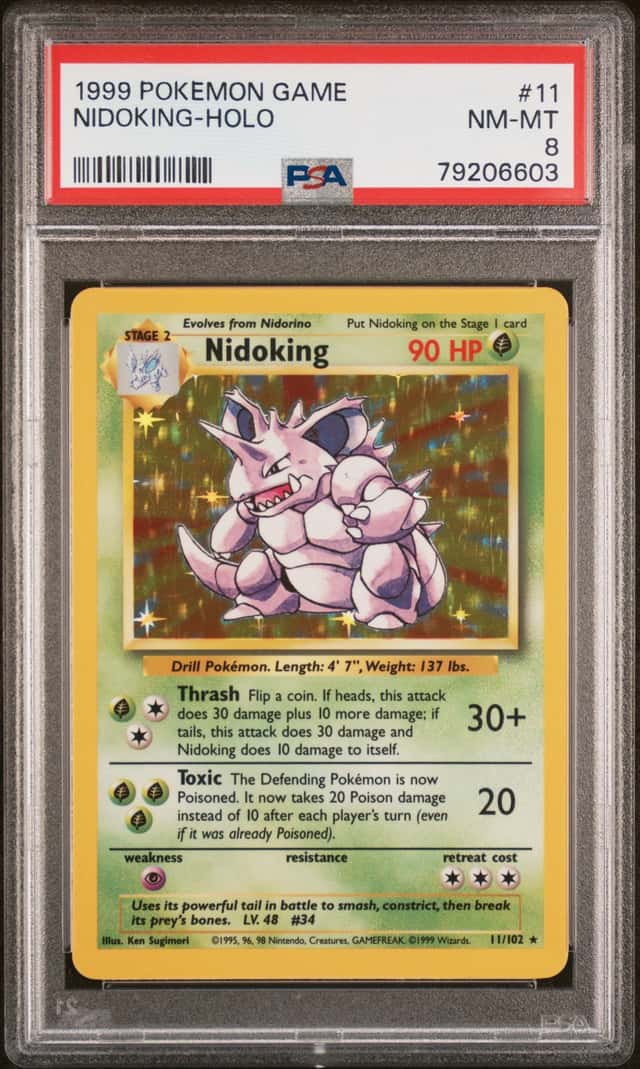 1999 Pokemon Base Set Nidoking Holo 11/102 Unlimited PSA 8 NM-MT