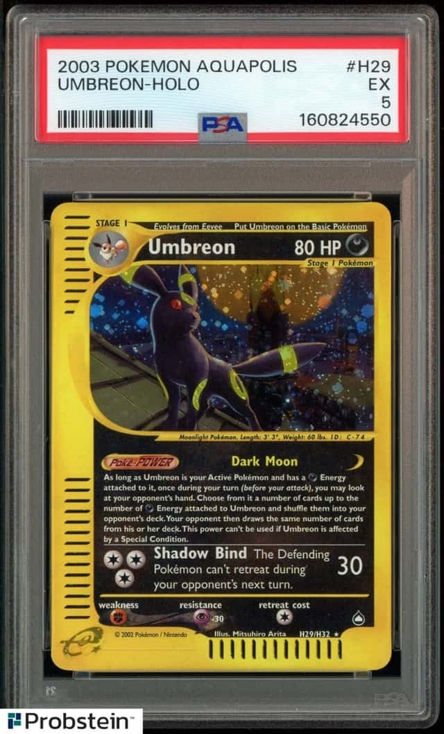 2003 POKEMON AQUAPOLIS #H29 UMBREON HOLO PSA 5 EX