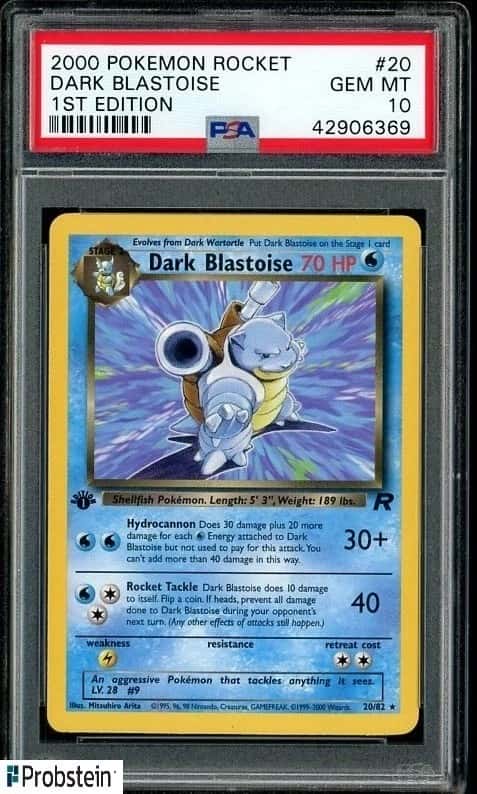 2000 POKEMON ROCKET #20 DARK BLASTOISE 1ST EDITION PSA 10 GEM MINT