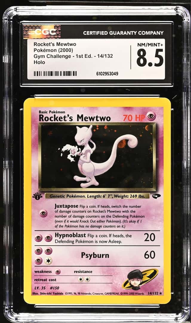 2000 Pokemon Gym Challenge 1st Edition #14/132 Rocket's Mewtwo Holo CGC 8.5