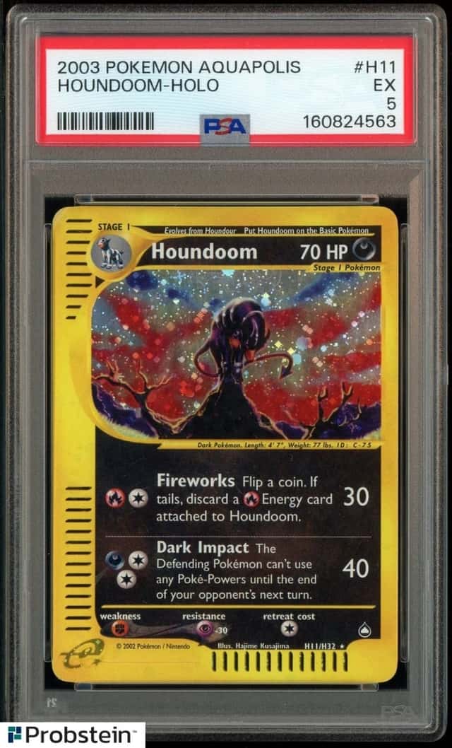 2003 POKEMON AQUAPOLIS #H11 HOUNDOOM-HOLO PSA 5 EX