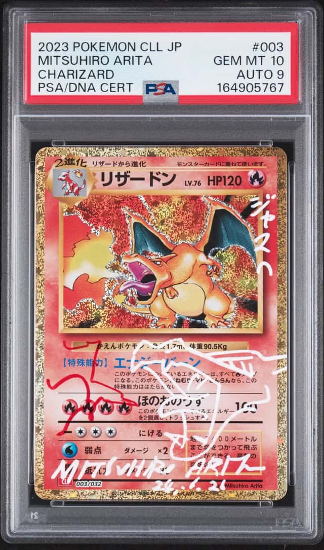 Mitsuhiro Arita Signed Pokemon CLL Japanese Charizard PSA 10 PSA/DNA AUTO 9