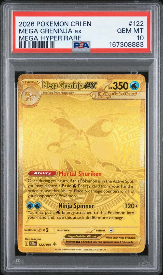 MEGA GRENINJA EX 2026 POKEMON CHAOS RISING #122 MEGA HYPER RARE PSA 10 Q3963-7