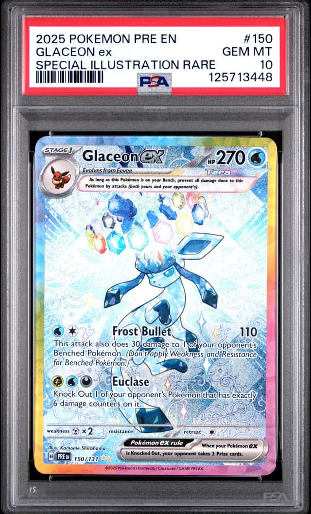 GLACEON EX 2025 POKEMON PRISMATIC EVOLUTIONS 150/131 SIR PSA 10 Q3963-7