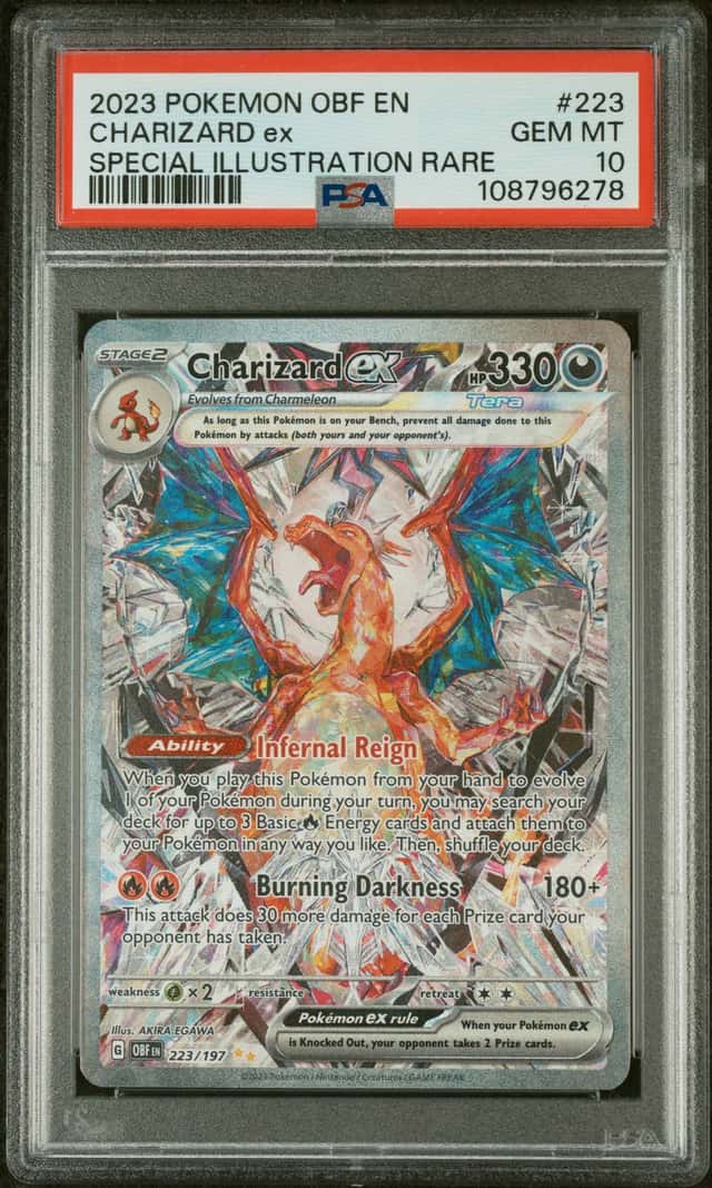 CHARIZARD EX 2023 POKEMON OBSIDIAN FLAMES 223/197 SIR PSA 10 Q3963-7