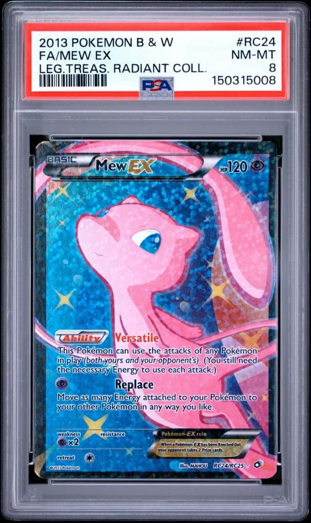2013 POKEMON BLACK & WHITE #RC24 FULL ART/MEW EX PSA 8