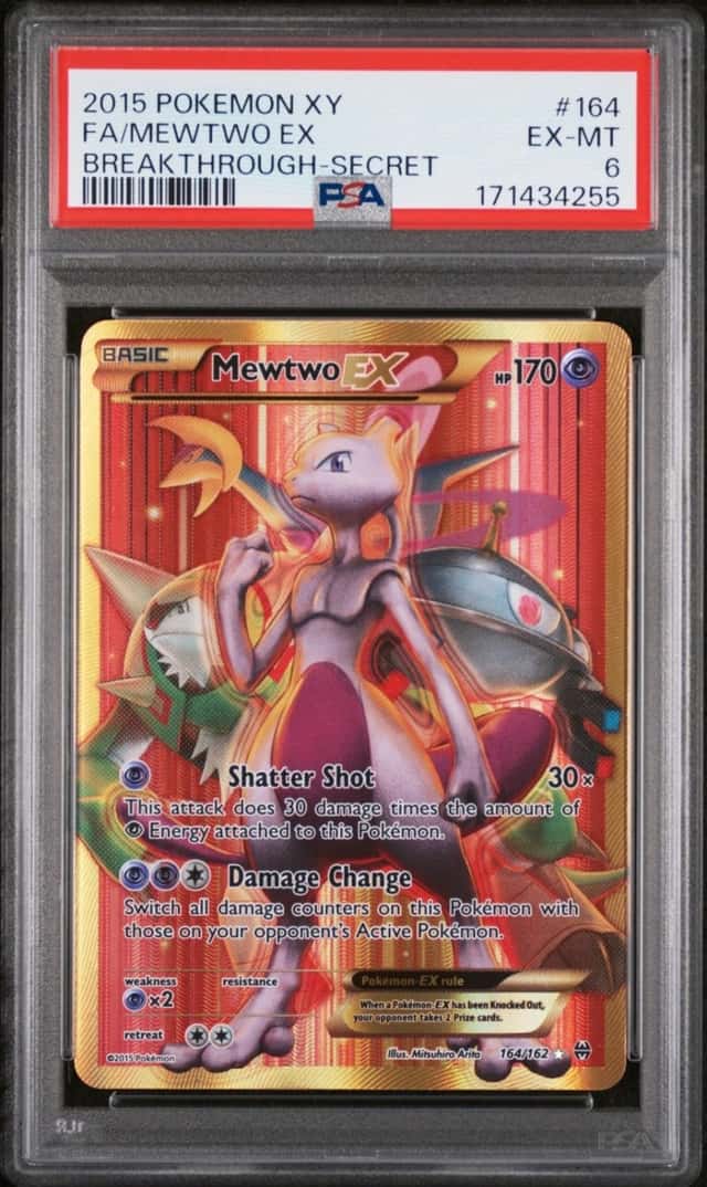 2015 POKEMON XY BREAKTHROUGH SECRET #164 FULL ART/MEWTWO EX PSA 6