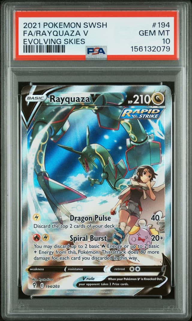 RAYQUAZA V 2021 POKEMON EVOLVING SKIES 194/203 FULL ART PSA 10 Q3963-7