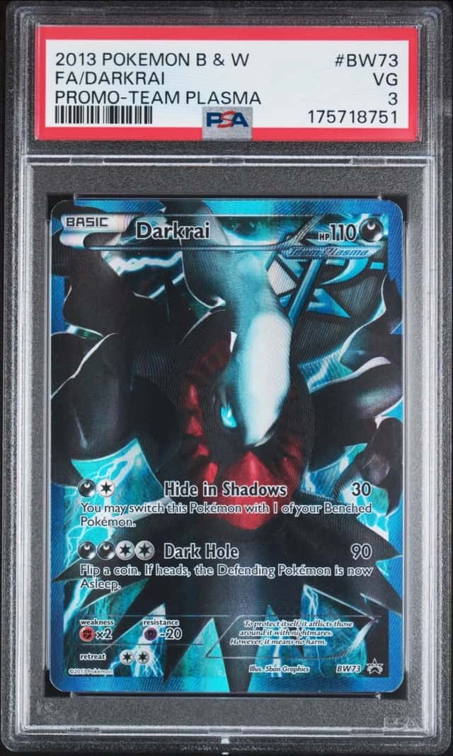 2013 POKEMON BLACK & WHITE PROMO TEAM PLASMA #BW73 FULL ART/DARKRAI PSA 3