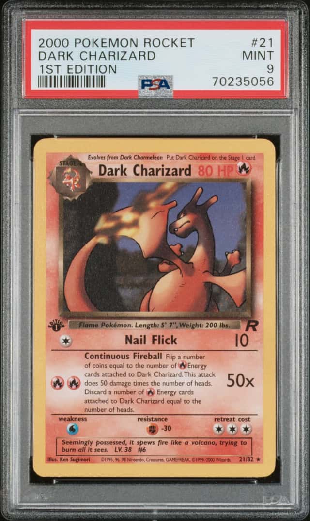 2000 Pokemon Team Rocket 1st Edition #21/82 Dark Charizard PSA 9 MINT