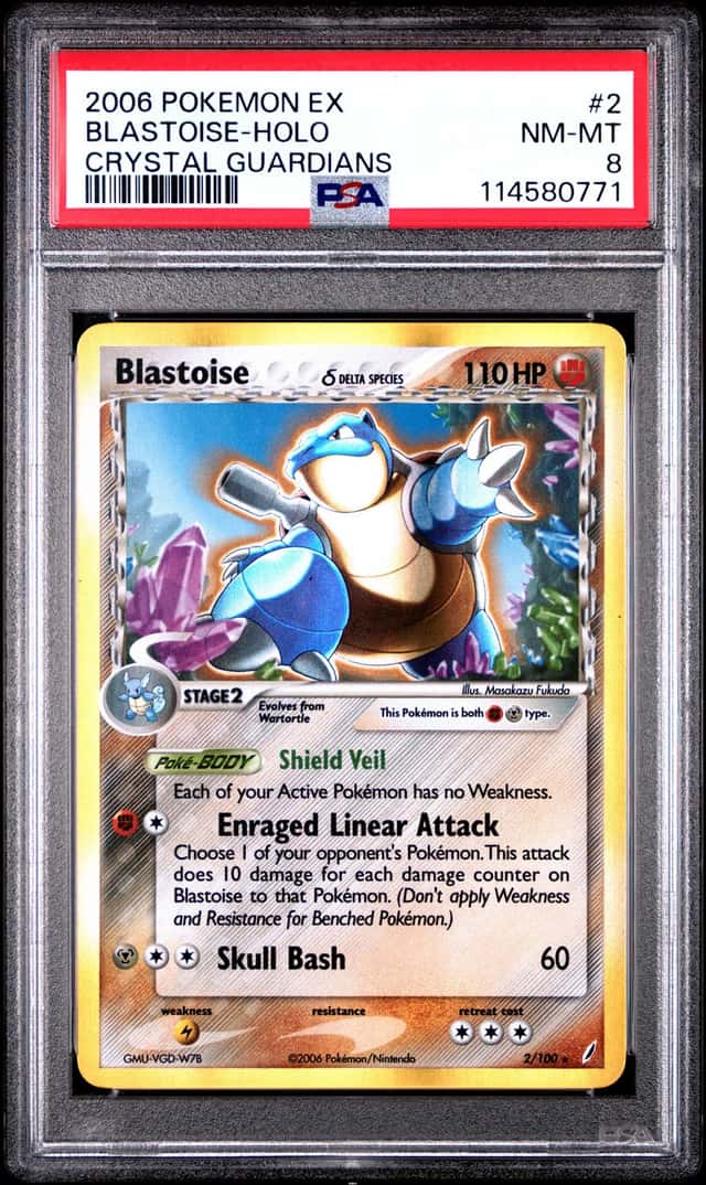BLASTOISE 2006 POKEMON EX CRYSTAL GUARDIANS 2/100 RARE HOLO PSA 8 Q4886