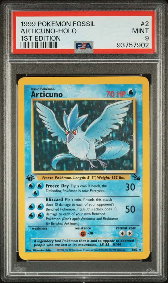 1999 Pokemon Fossil 1st Edition Articuno #2/62 PSA 9