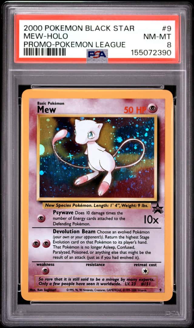 Pokemon League Mew #9  black star promo holo. Swirl psa 8 NM-Mint. Recent Cert #