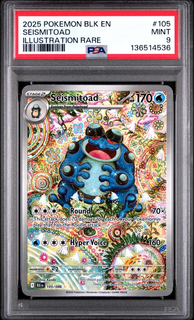 SEISMITOAD 2025 POKEMON BLACK BOLT 105/086 ILLUSTRATION RARE PSA 9 Q3963-6