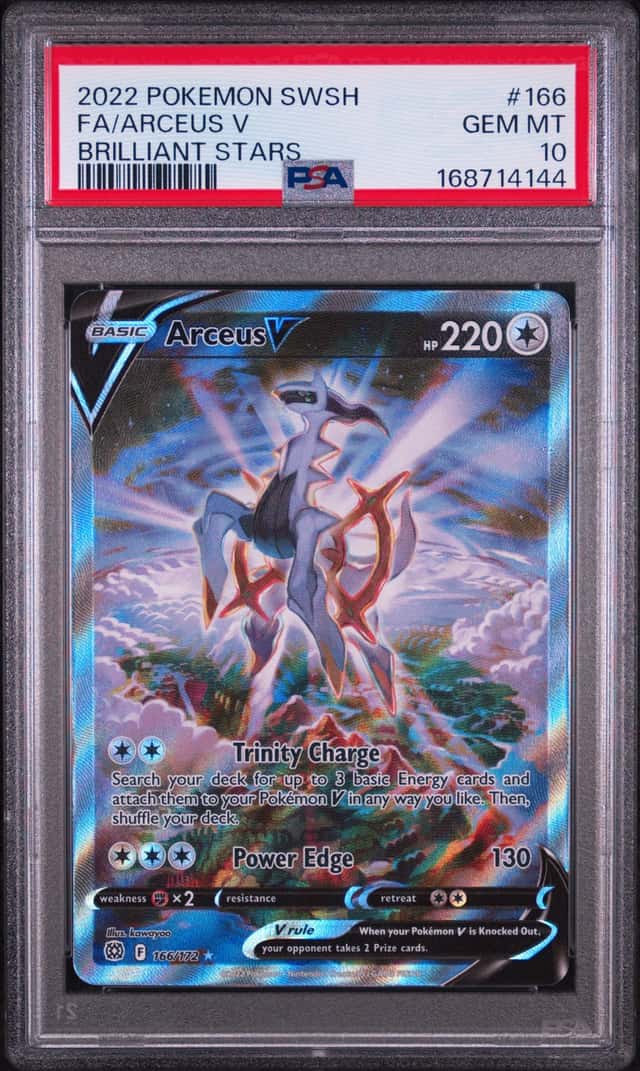 2022 POKEMON SWORD & SHIELD BRILLIANT STARS #166 FULL ART/ARCEUS V PSA 10