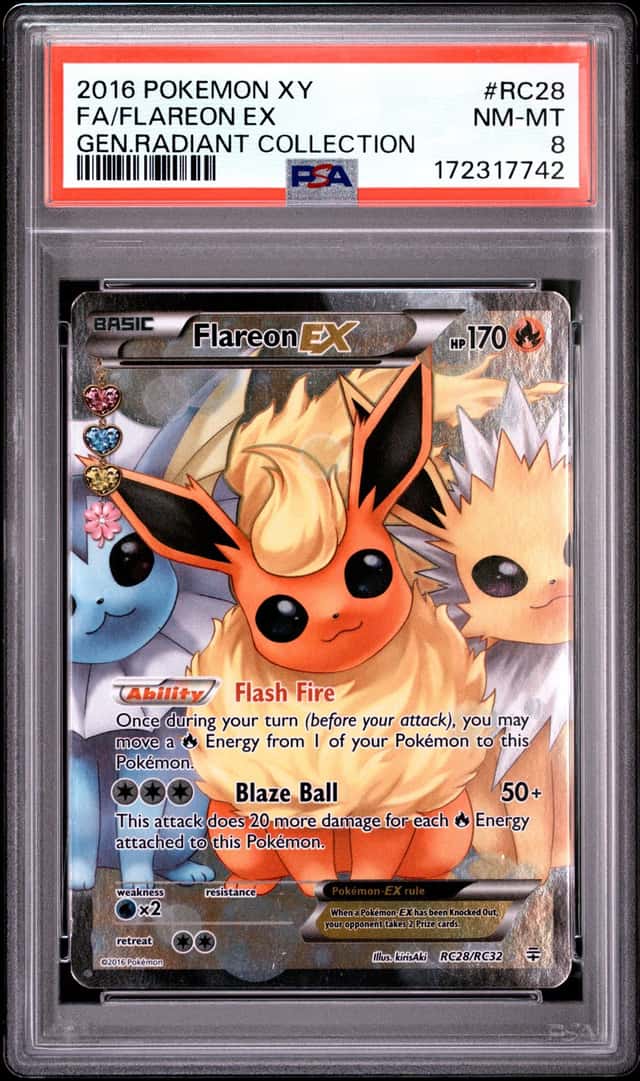 2016 POKEMON XY GENERATIONS RADIANT COLLECTION #RC28 FULL ART/FLAREON EX PSA 8