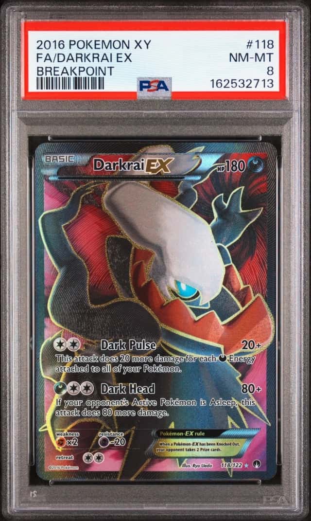 2016 POKEMON XY BREAKPOINT #118 FULL ART/DARKRAI EX PSA 8