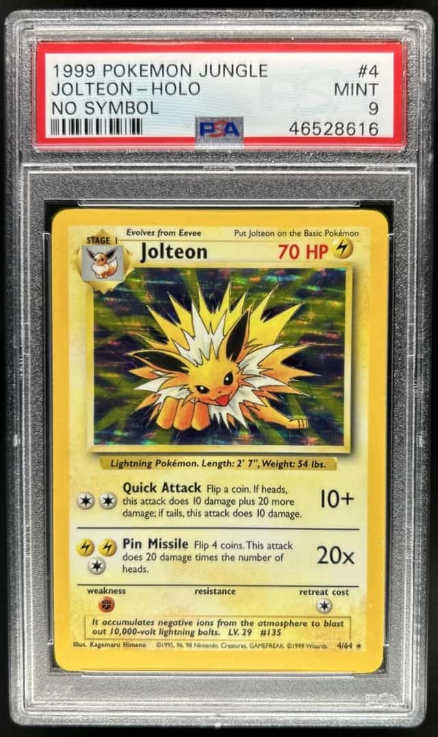 1999 Pokemon Jungle Jolteon No Symbol Holo #4/64 PSA 9