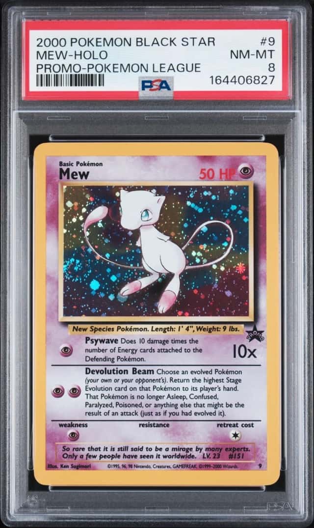 2000 POKEMON PROMO BLACK STAR POKEMON LEAGUE #9 MEW-HOLO PSA 8
