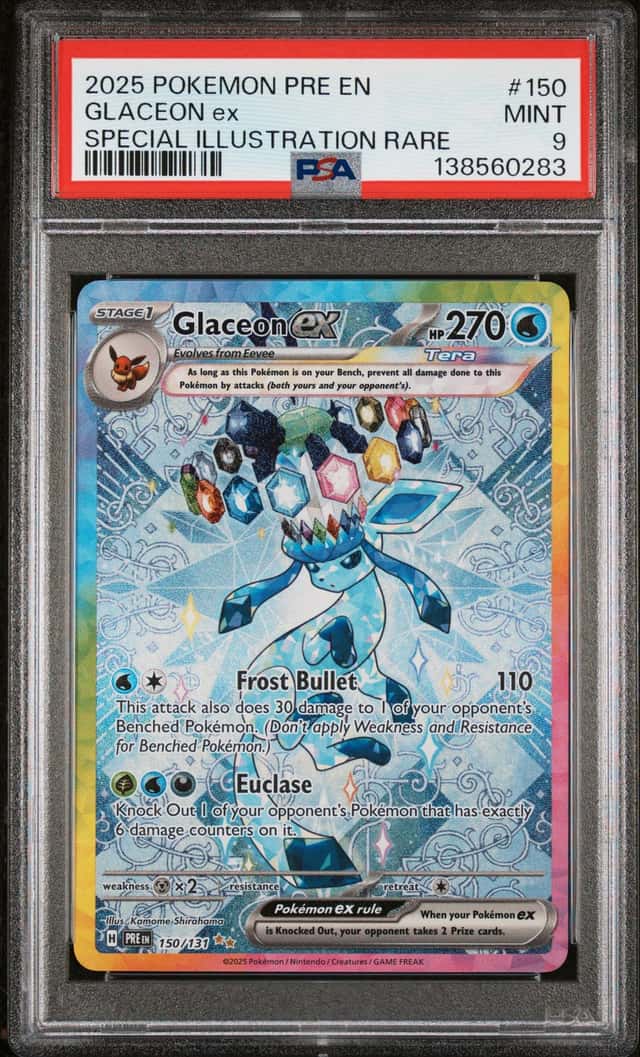 GLACEON EX PSA 9 2025 POKEMON PRISMATIC EVOLUTIONS #150/131 PRE EN SIR 0283