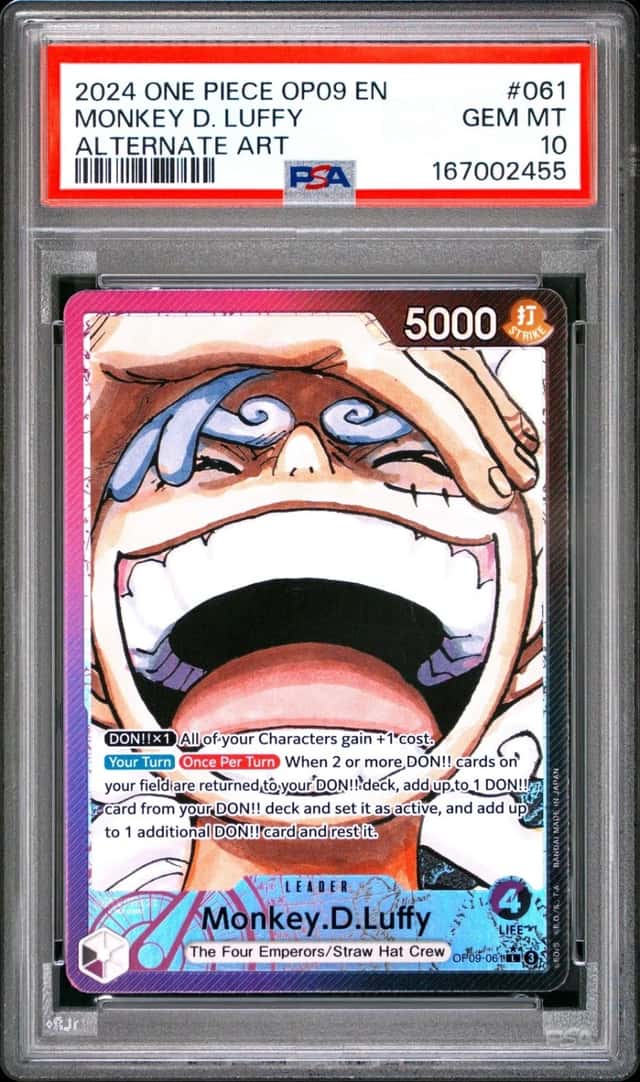 One Piece Monkey D. Luffy Op09-Emperors In The New World 061 Alt Art PSA 10