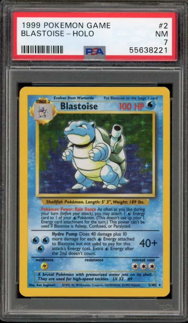 Pokemon Blastoise Holo Base Set Unlimited 2/102 PSA 7