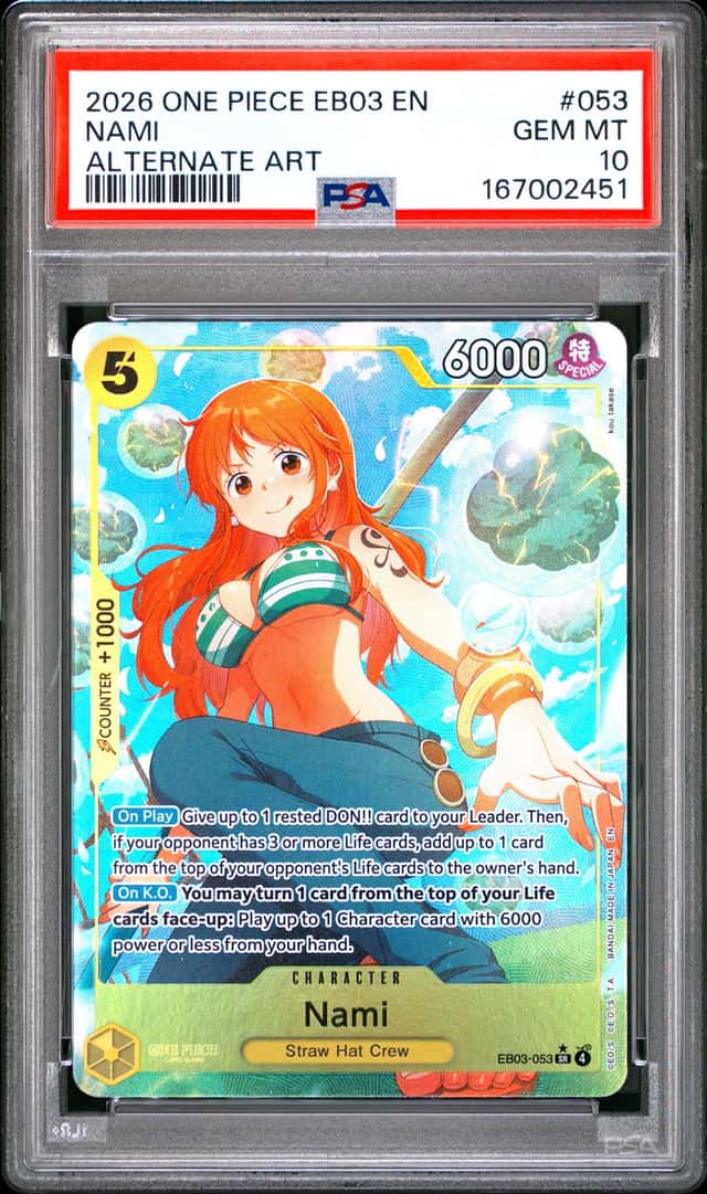 One Piece Nami Eb03 Heroines Edition 053 Alternate Art PSA 10 Gem Mint
