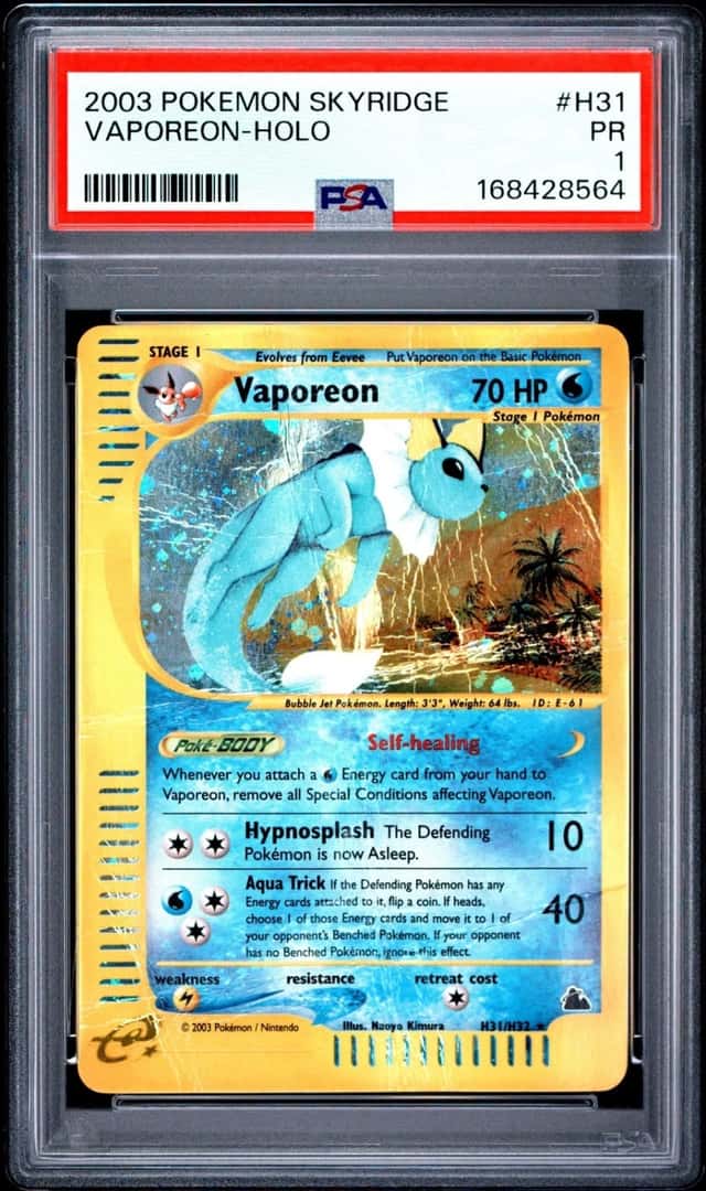 Pokemon Vaporeon Holo Skyridge H31/144 PSA 1