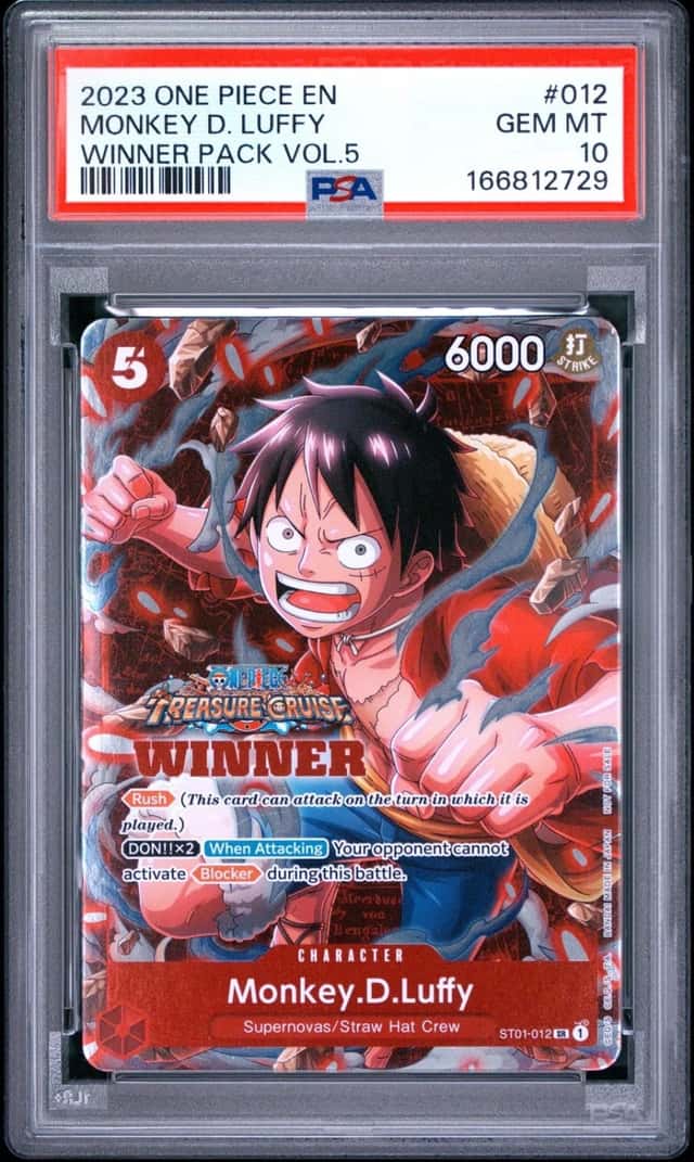 One Piece Monkey D. Luffy Promo 012 Winner Pk. Vol.5 PSA 10 Gem Mint