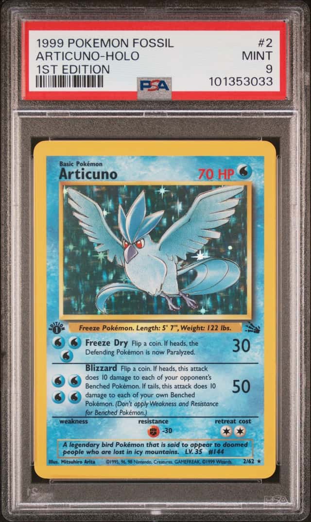 Pokémon TCG Articuno Holo 1st Edition Fossil PSA 9