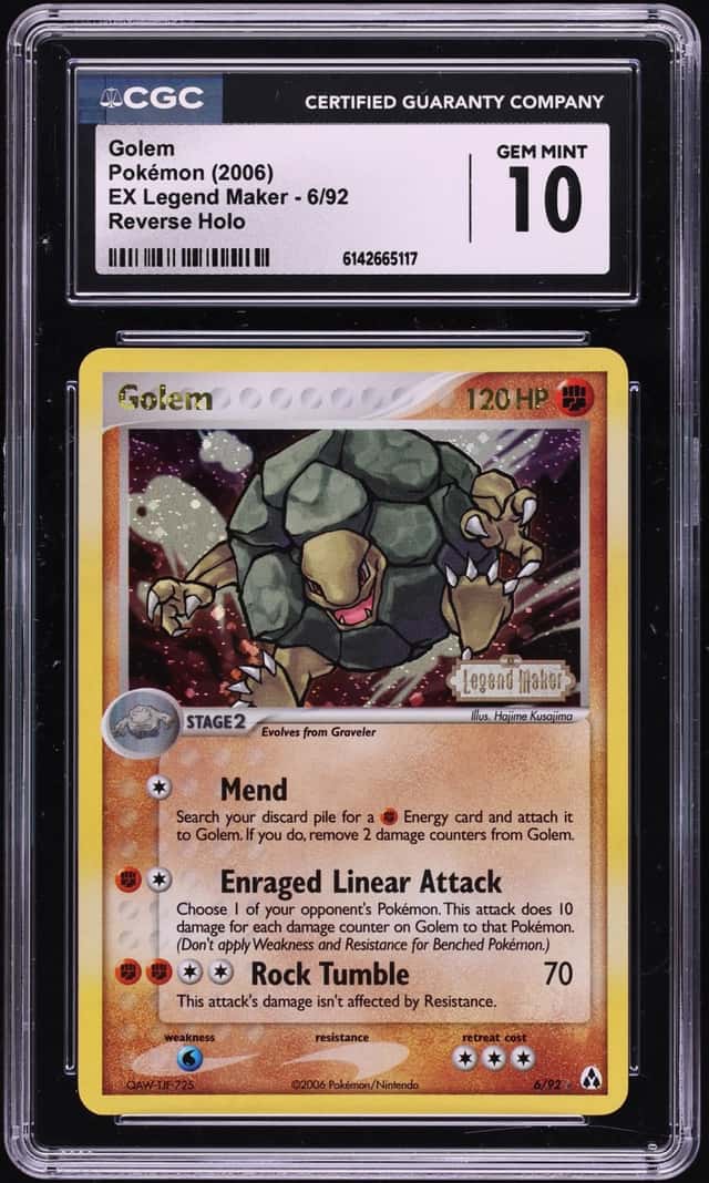 2006 Pokemon EX Legend Maker Reverse Holo Golem #6 CGC 10 GEM MINT