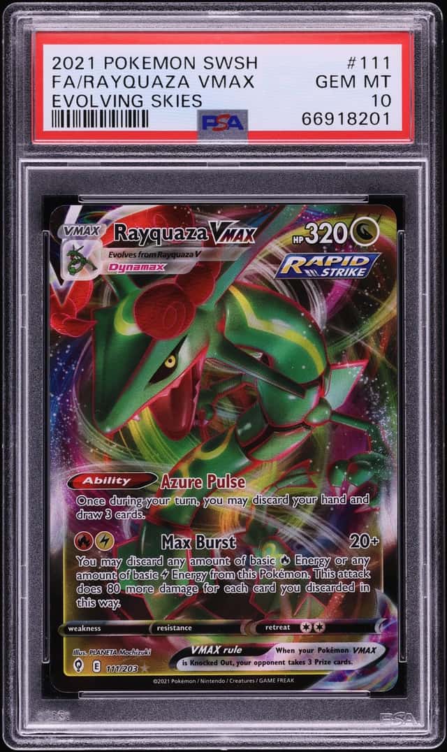 2021 Pokemon Sword & Shield Evolving Skies Full Art Rayquaza VMAX #111 PSA 10 GEM MINT