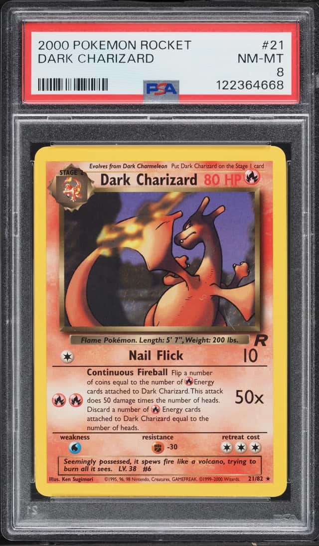 2000 Pokemon Team Rocket Dark Charizard #21 PSA 8 NM-MT