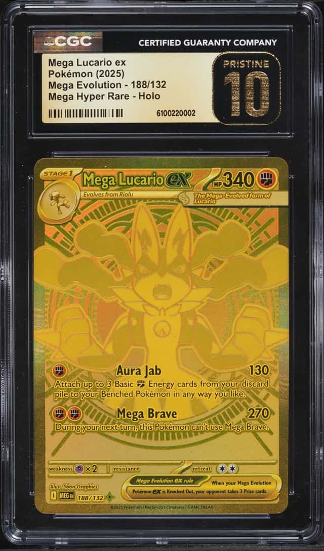2025 Pokemon Mega Evolution MHR Mega Lucario EX #188 CGC 10 PRISTINE